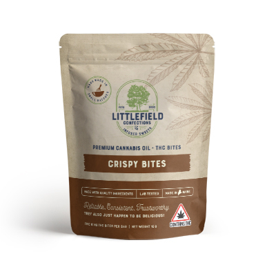 Photograph of product: Littlefield Confections TH-oui Crispy Bites 50 MG