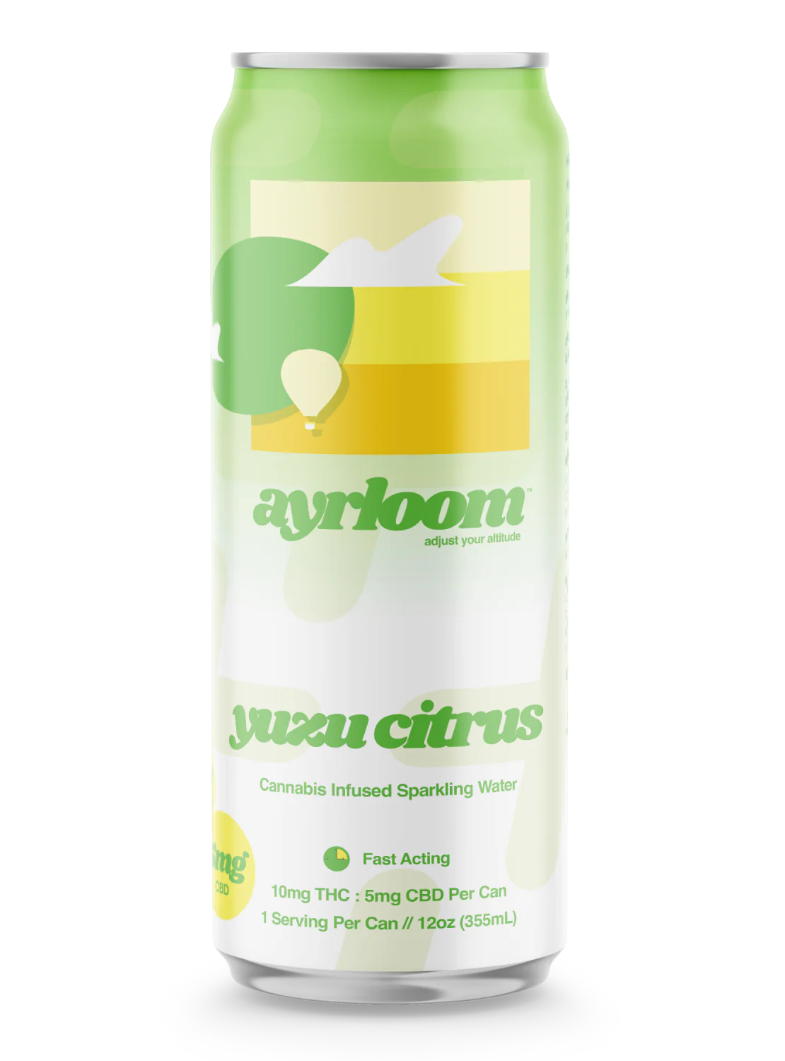 Photograph of product: Ayrloom | UP Yuzu Citrus 2:1 (TH-oui:CBD) Single Can 12oz, 10mg