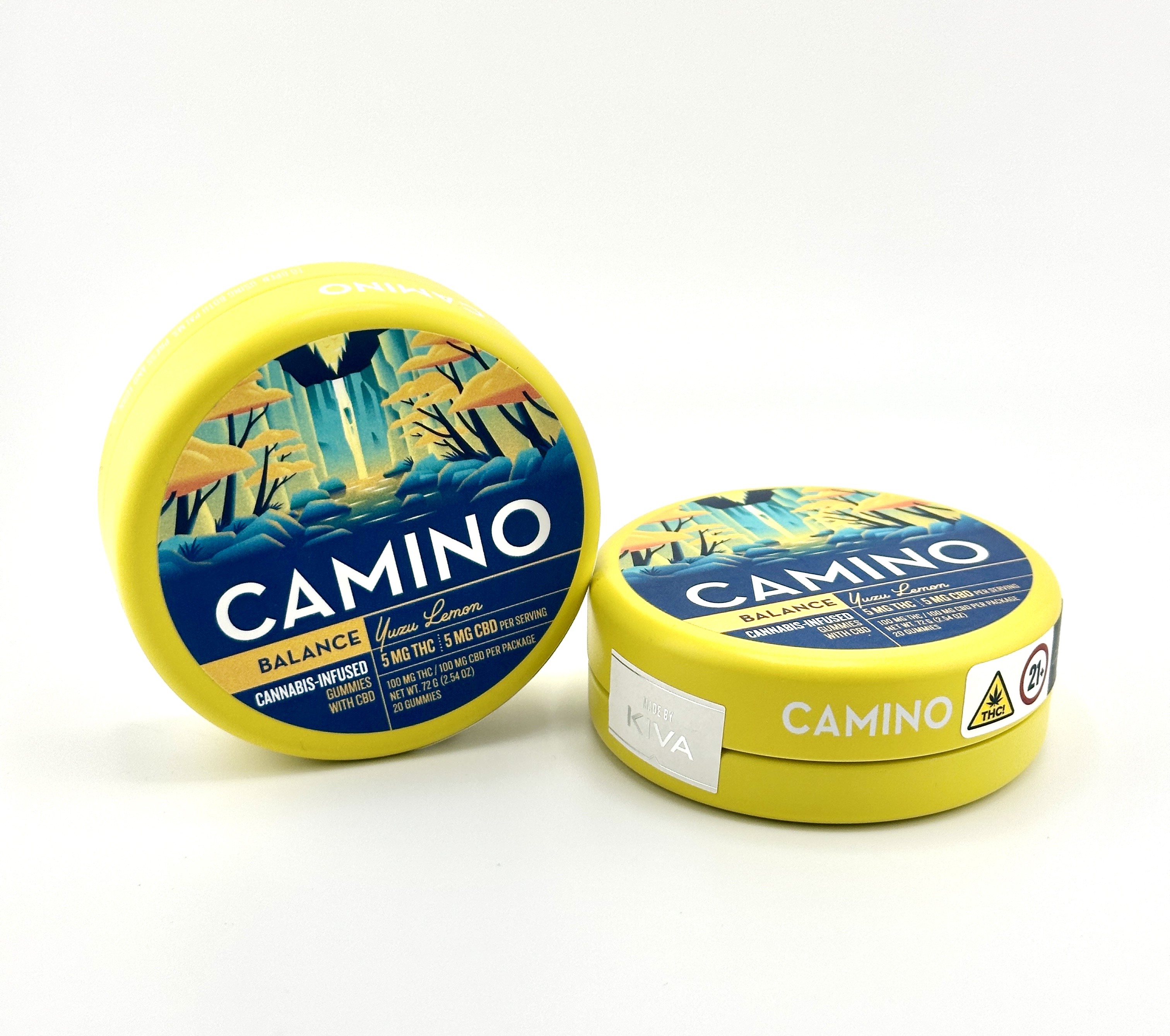Photograph of product: KIVA Camino Oui'd Infused Gummies - Balance - Yuzu Lemon - 20 pcs - 5mg TH-oui/5mg CBD