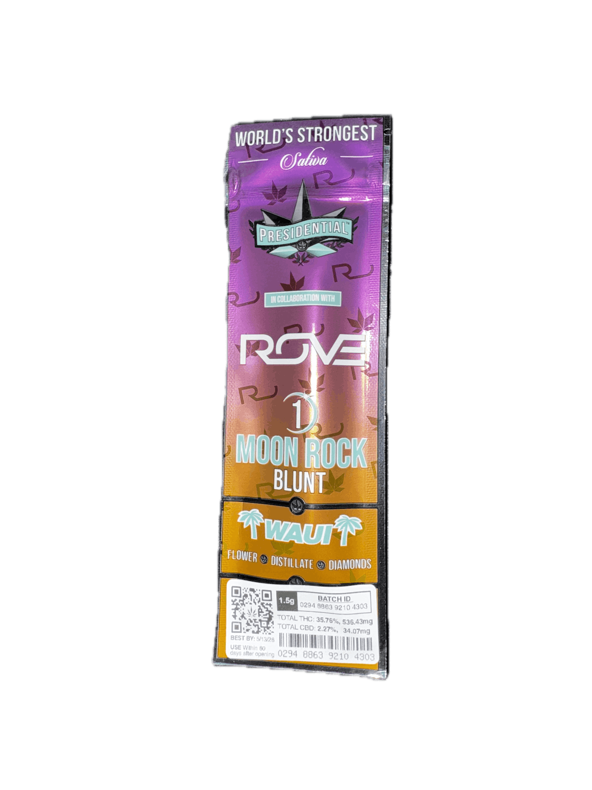 Photograph of product: PRESIDENTIAL x ROVE | MOON ROCK BLUNT | WAUI | 1.5G
