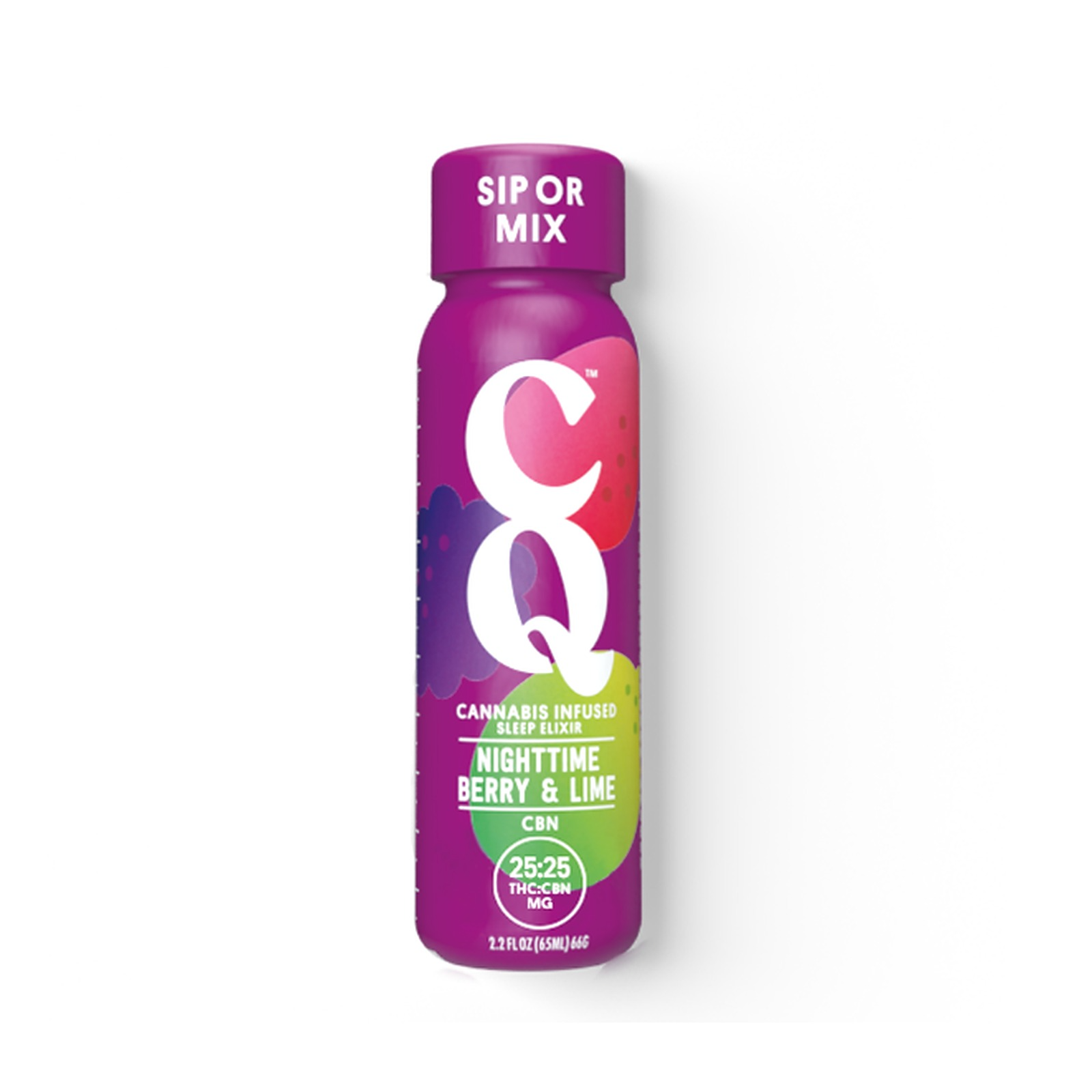 Photograph of product: (Drink) CQ | Berry and Lime Night Time Shot 1:1 (TH-oui,CBN) 25mg (2oz) - Oui'd (GF)(V)