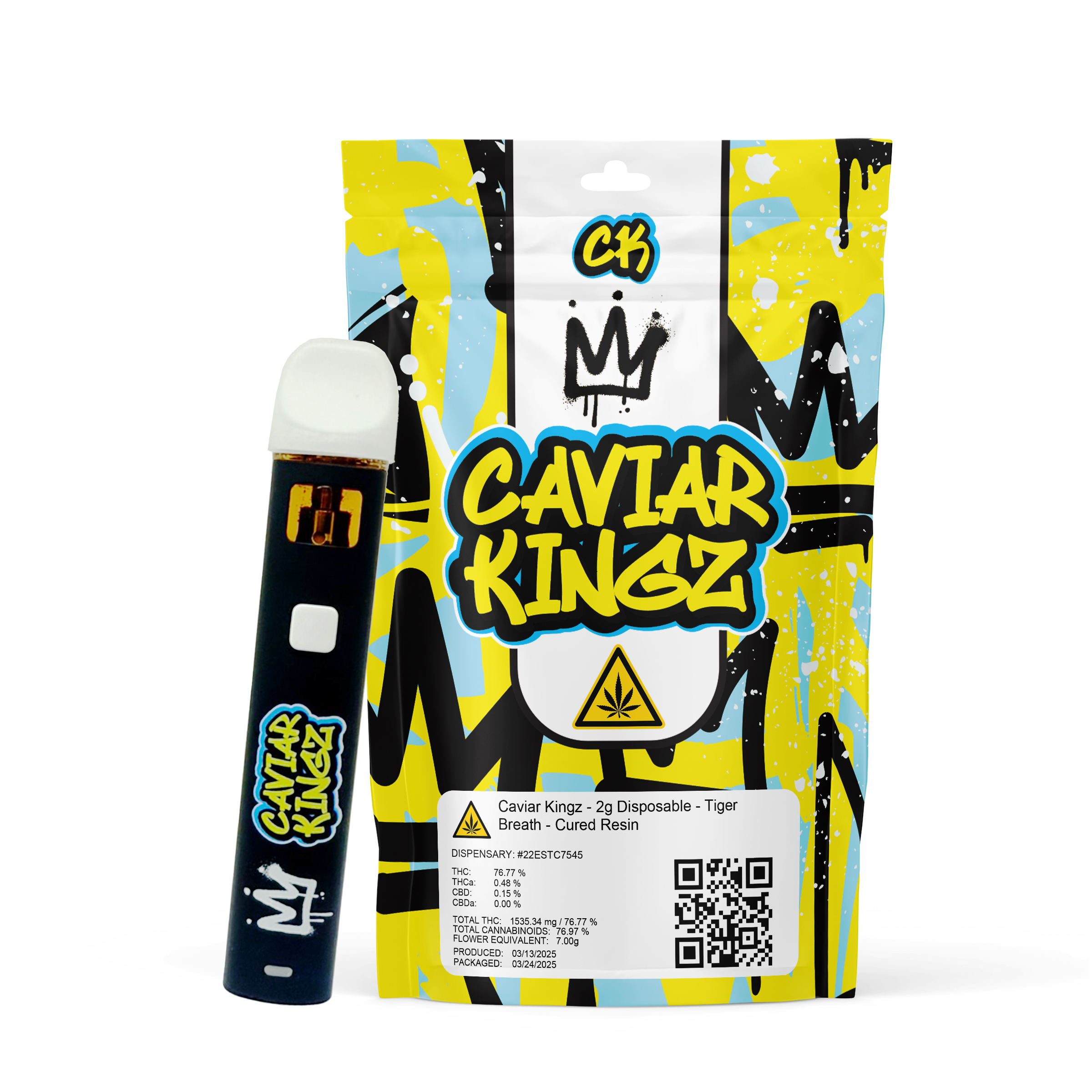 Photograph of product: Caviar Kingz - 2g Disposable - Tiger Breath - Cured Resin