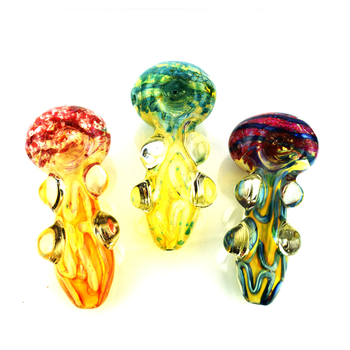 Photograph of product: 5" Gold Fume Glass with Knockers 200G and Frit Glass Art