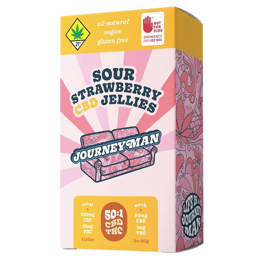 Photograph of product: Sour Strawberry CBD Jellies, 10-Pack