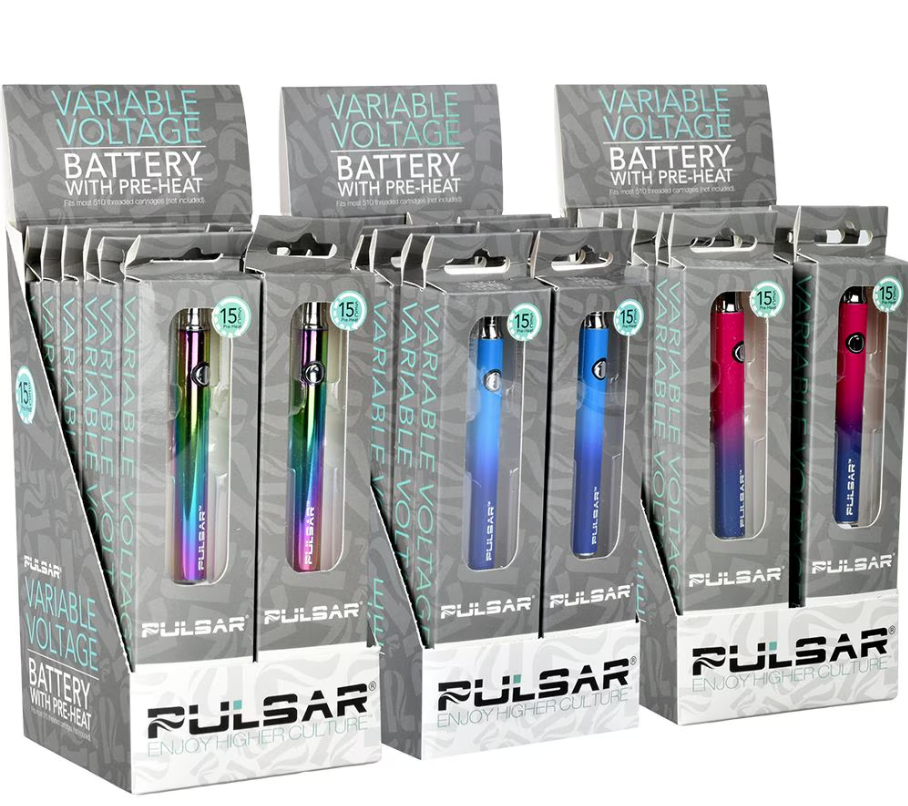 Photograph of product: Pulsar Variable Voltage & Preheat Click Button 510 Battery | 350mAh | Assorted Colors