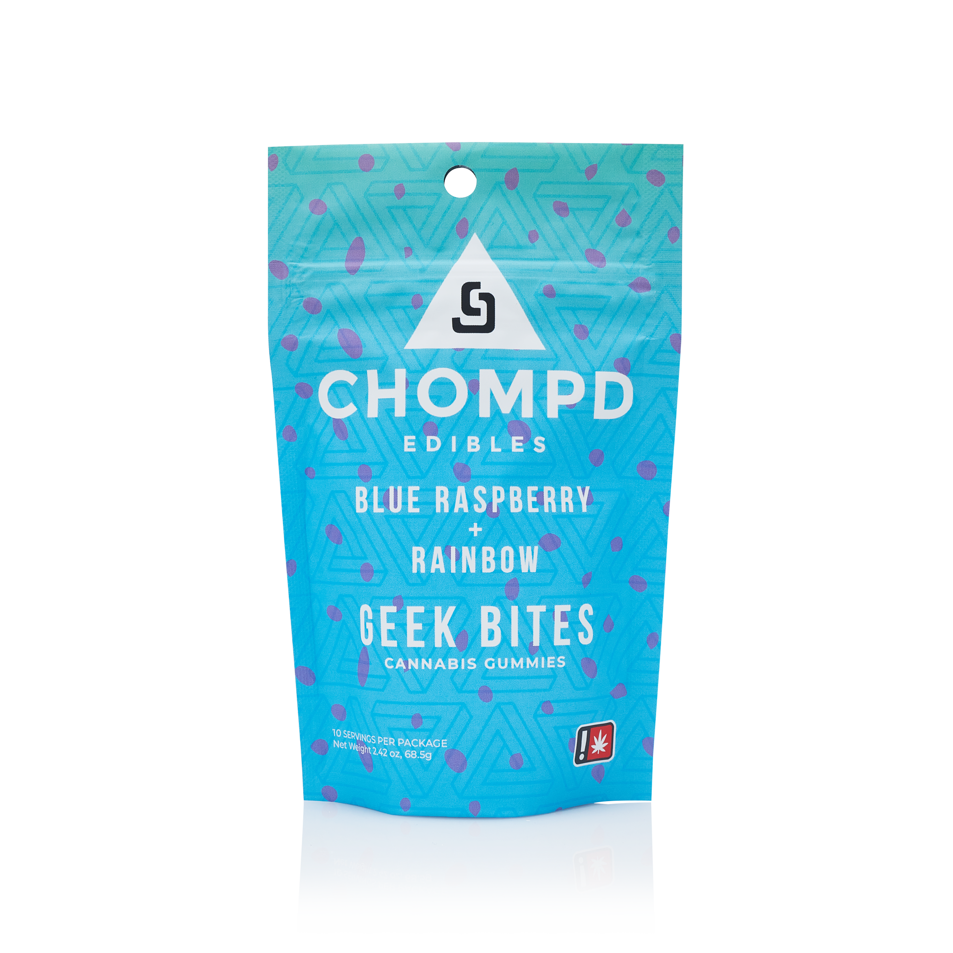 Photograph of product: Blue Raspberry Rainbow 10 Pck 100mg Geek Bites (Chompd)