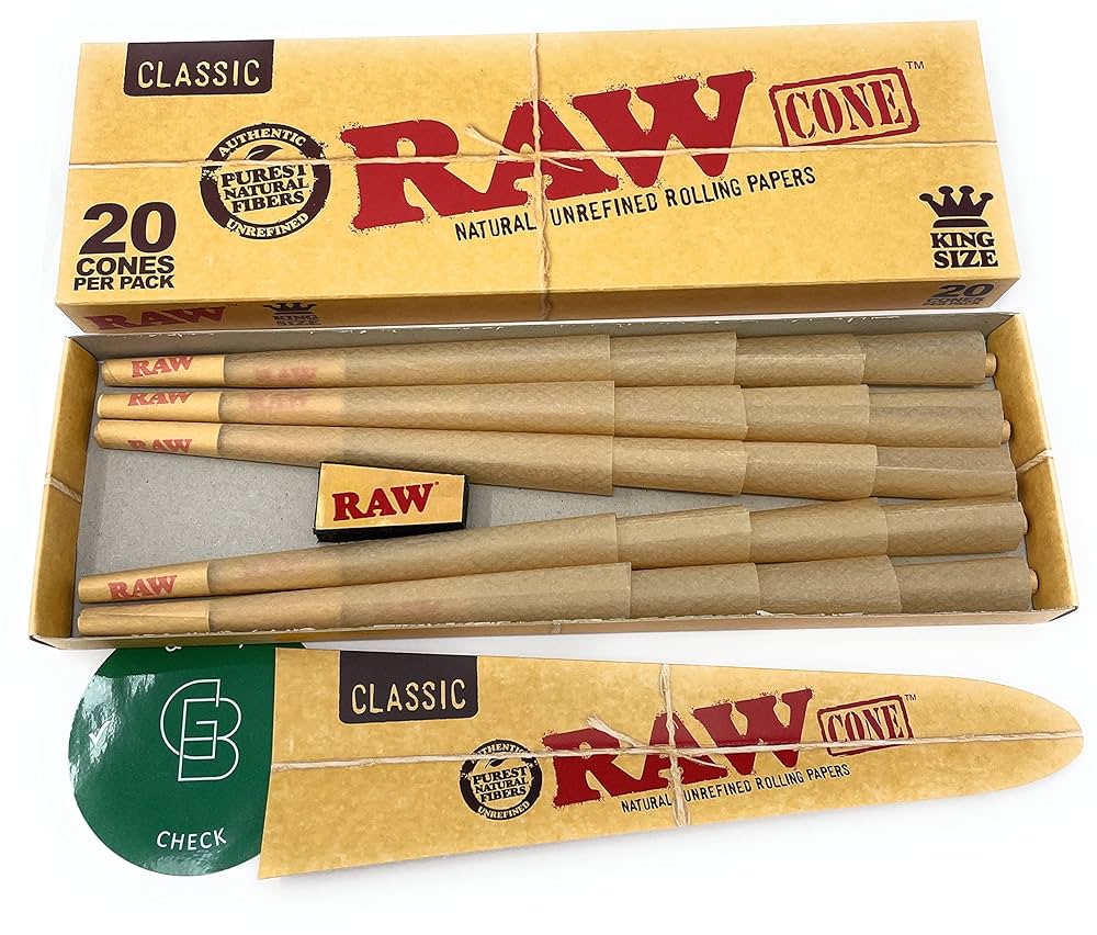Photograph of product: Raw | Classic King Size Cones | 20 Pack