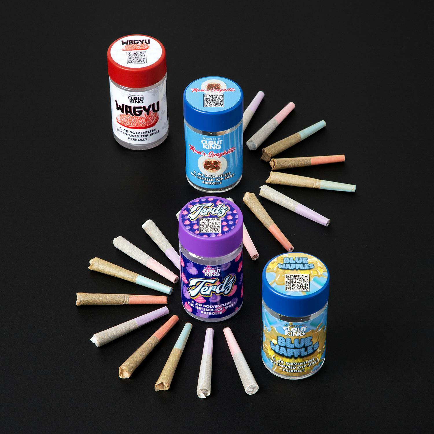 Photograph of product: Clout King - 5-Pack .5g Infused Prerolls - Bubble Butt