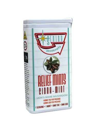 Photograph of product: Senior Moments | Relief | Mint | 20- pack | 100 mg