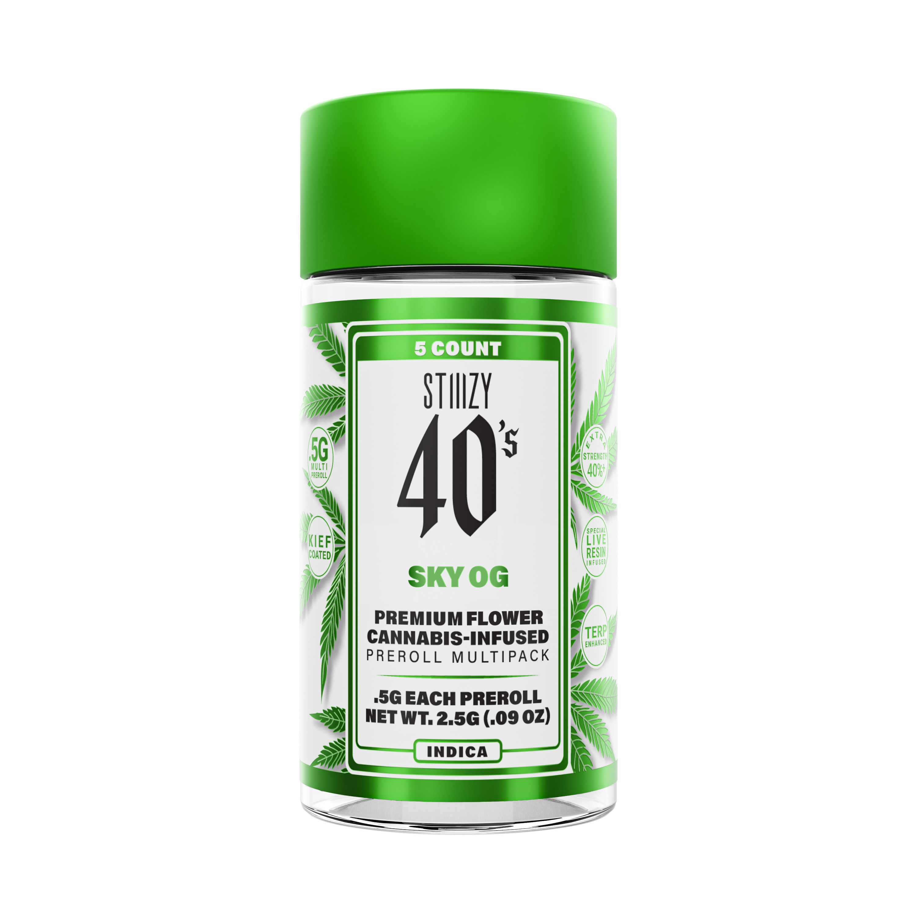 Photograph of product: Stiiizy - Infused Prerolls 40's 5pk - Sky OG (I) (2.5g)