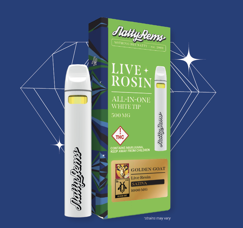 Photograph of product: Natty Rems - 500mg Live Rosin White Tip AIO - - GMO (I)