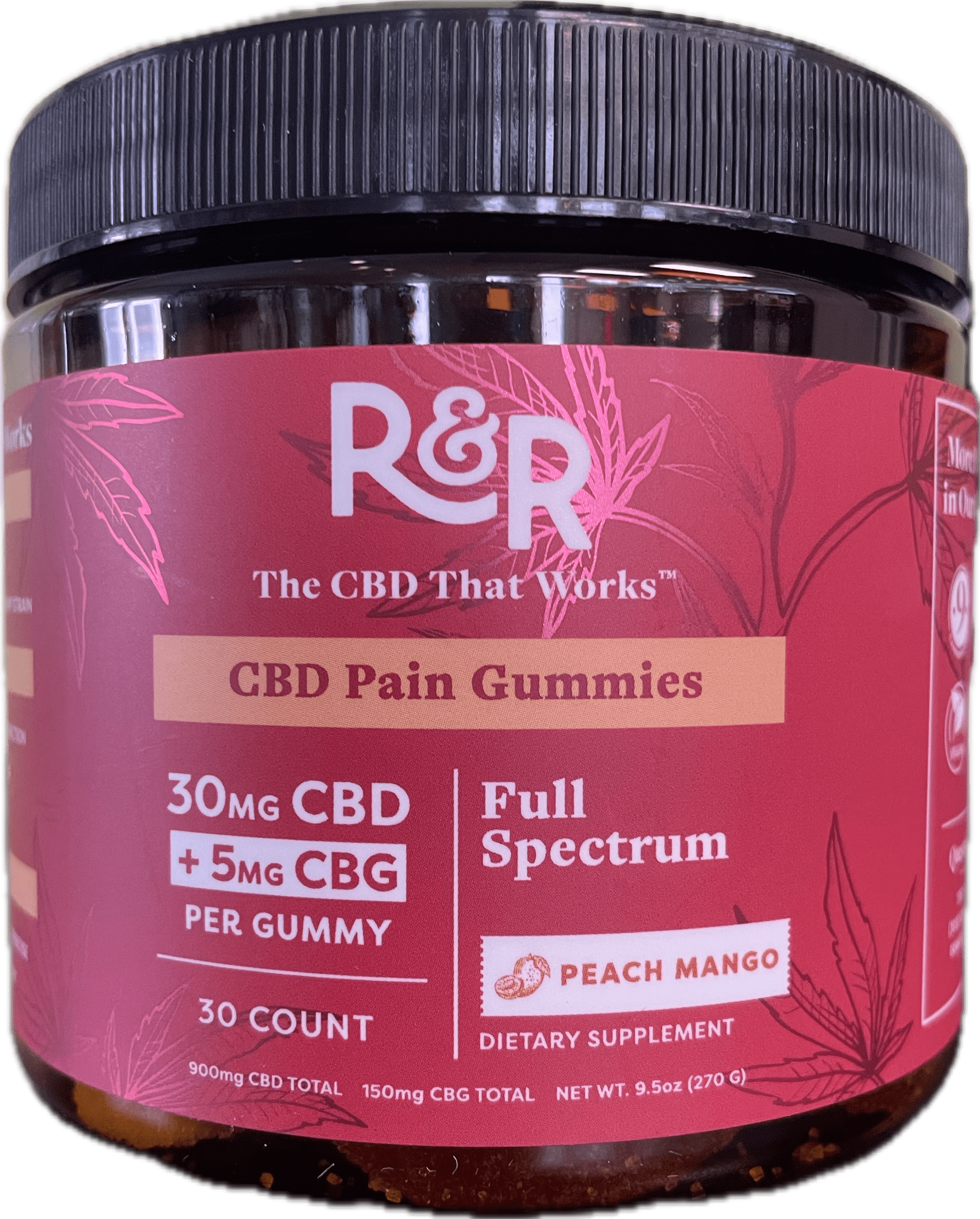 Photograph of product: R&R 30mg CBD Pain Gummies - 900mg