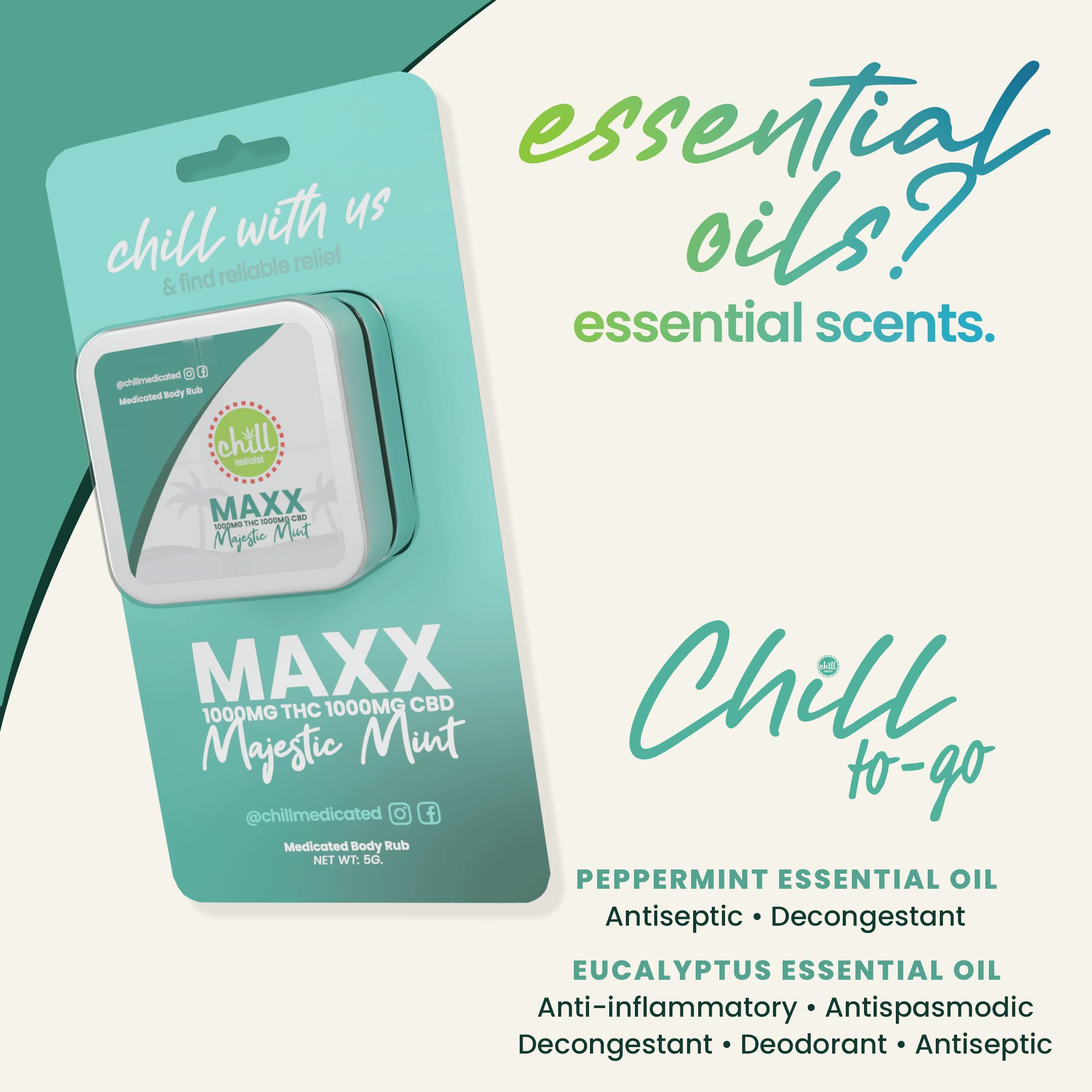 Photograph of product: Chill Medicated | 75mg TH-oui:CBD 1:1 | Majestic Mint Chill-To-Go