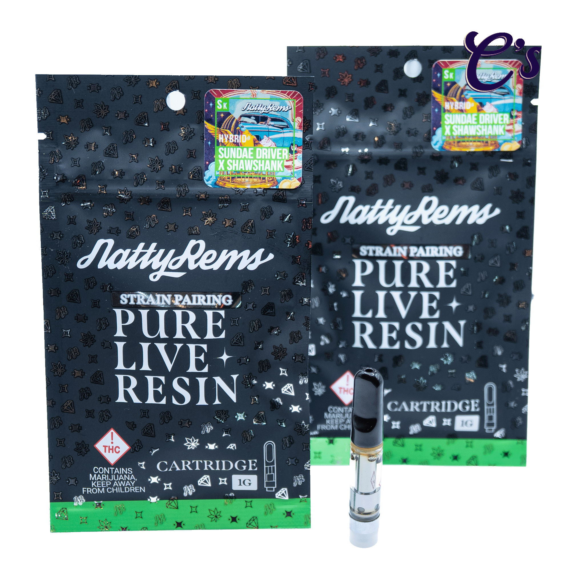 Photograph of product: Natty Rems | Black Tip Live Resin Cart (S) Super Boof X Flo Driver 1g