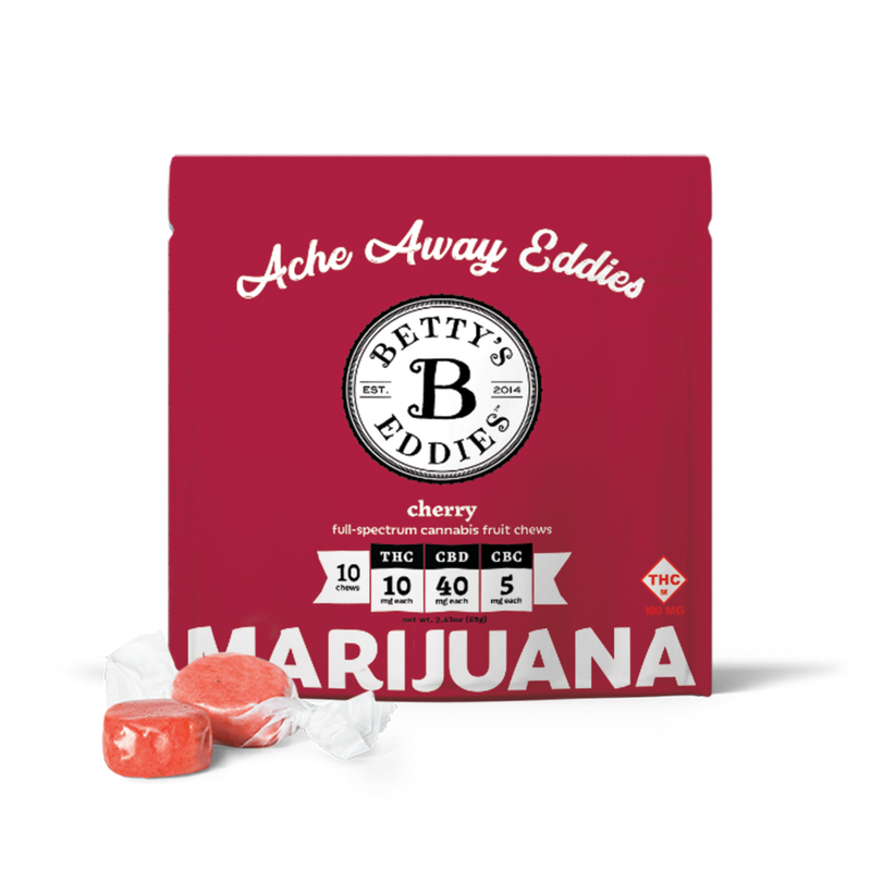 Photograph of product: 2:8:1 TH-oui/CBD/CBC Cherry - Betty's Eddies - 100mg Fruit Chews