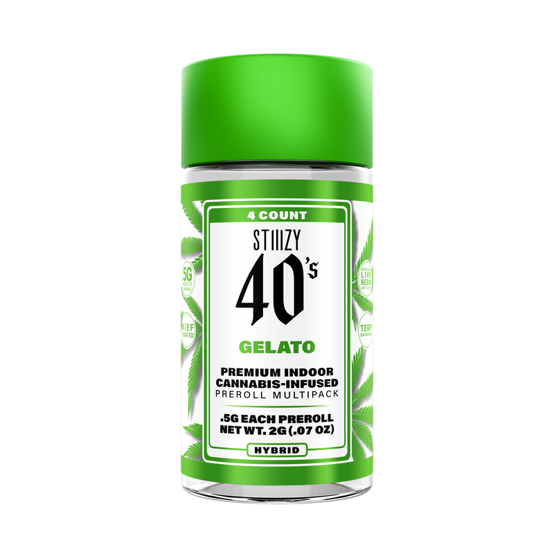Photograph of product: STIIIZY 40's Gelato .5g Infused Preroll 4pk