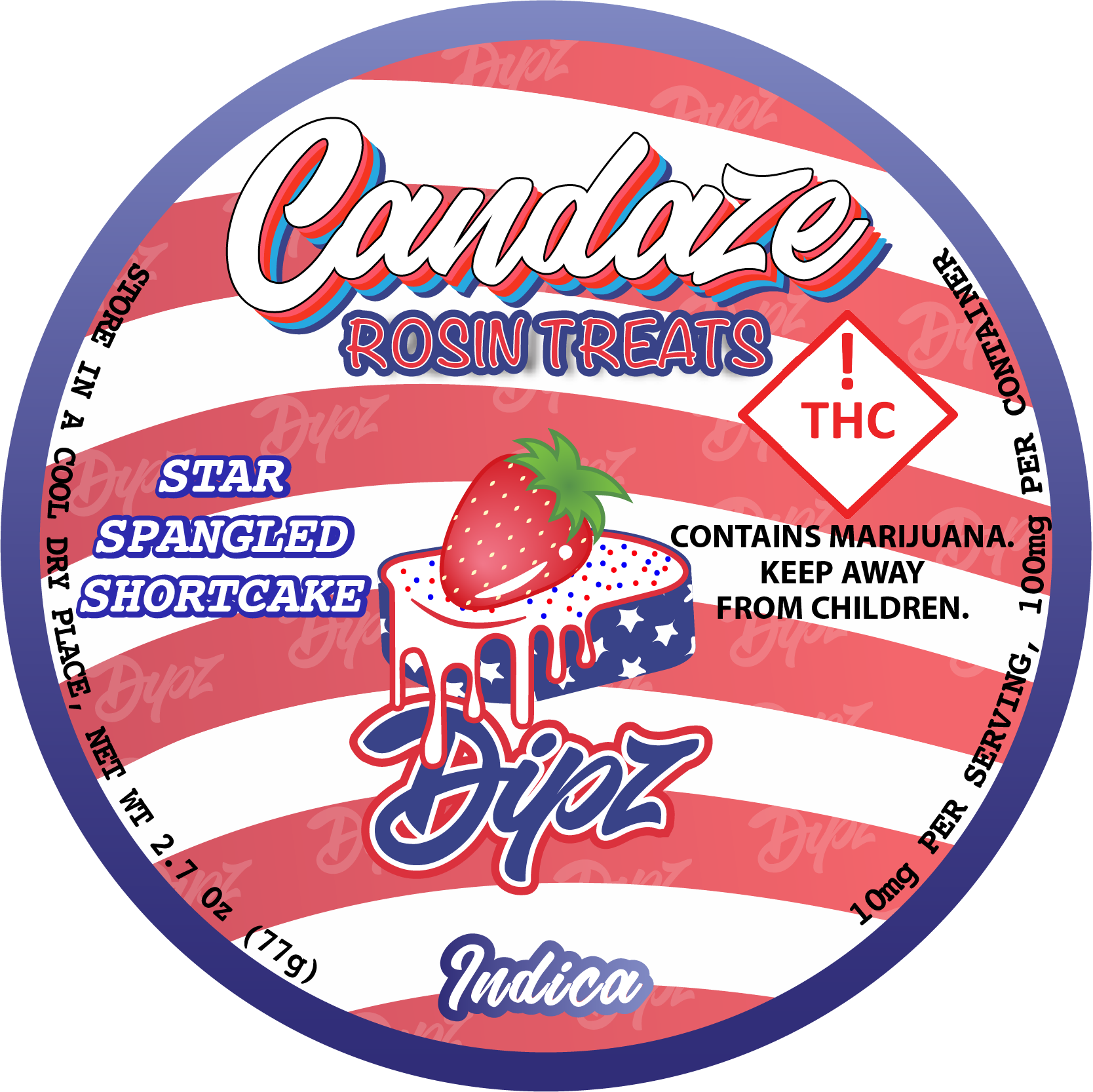 Photograph of product: Gummies - 100mg - Star Spangled Shortcake Dipz (Candaze)
