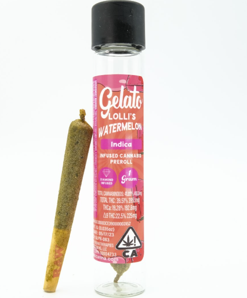Photograph of product: GELATO LOLLIS WATERMELON 1.2G INFUSED PREROLL
