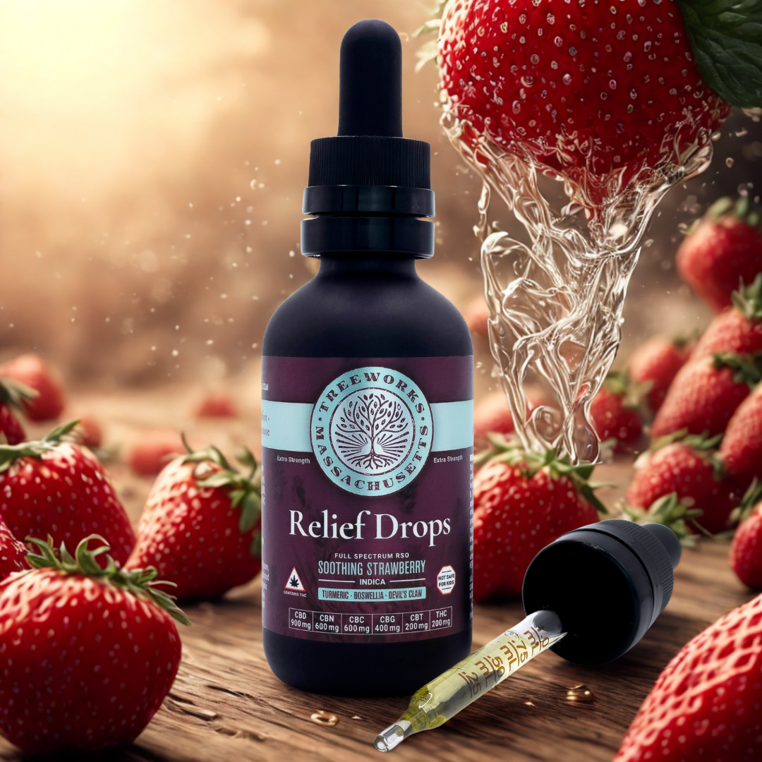 Photograph of product: Relief Drops | 9:6:6:4:2:2 CBD : CBN : CBC : CBG : CBT : TH-oui | RSO | 2oz