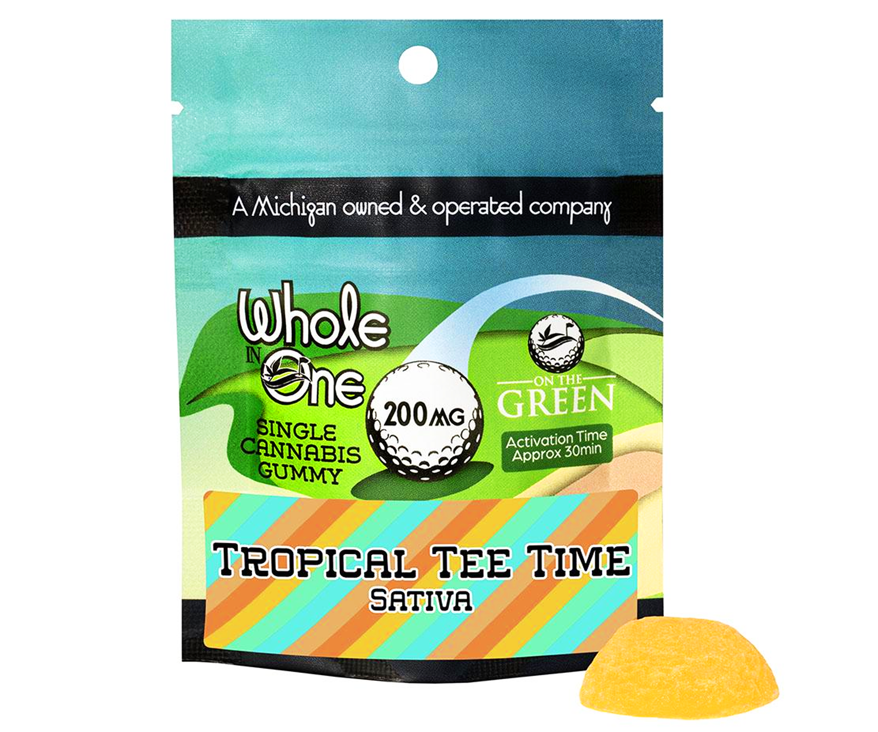 Photograph of product: On The Green - Tropical Tee Time Single Gummy - 200mg