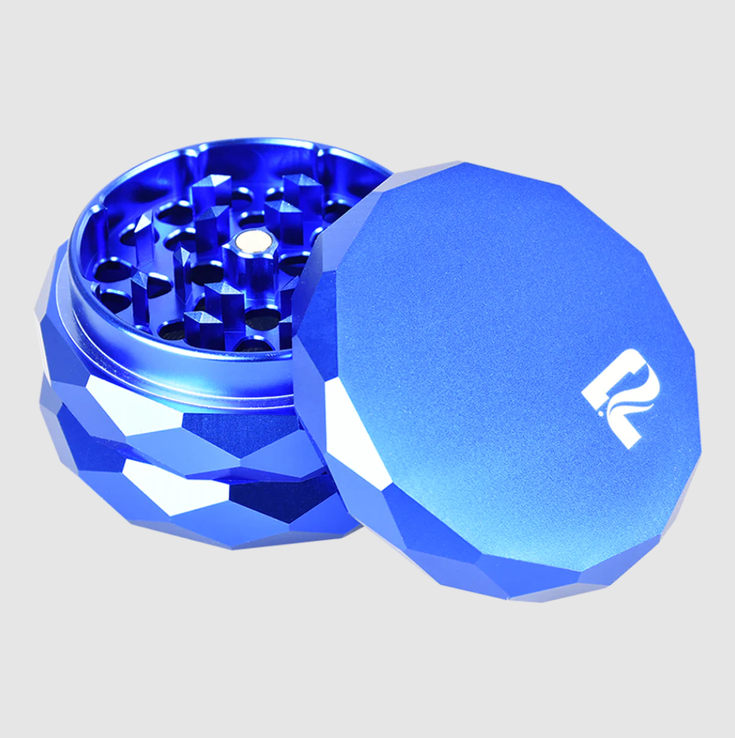 Photograph of product: Diamond Faceted Aluminum Grinder | 4pc | Blue