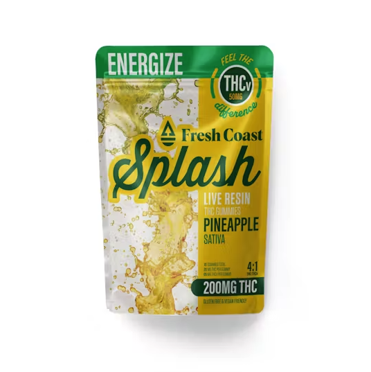 Photograph of product: Fresh Coast Splash 200mg Gummies - Pineapple Energize 4:1 (TH-oui:TH-ouiV)