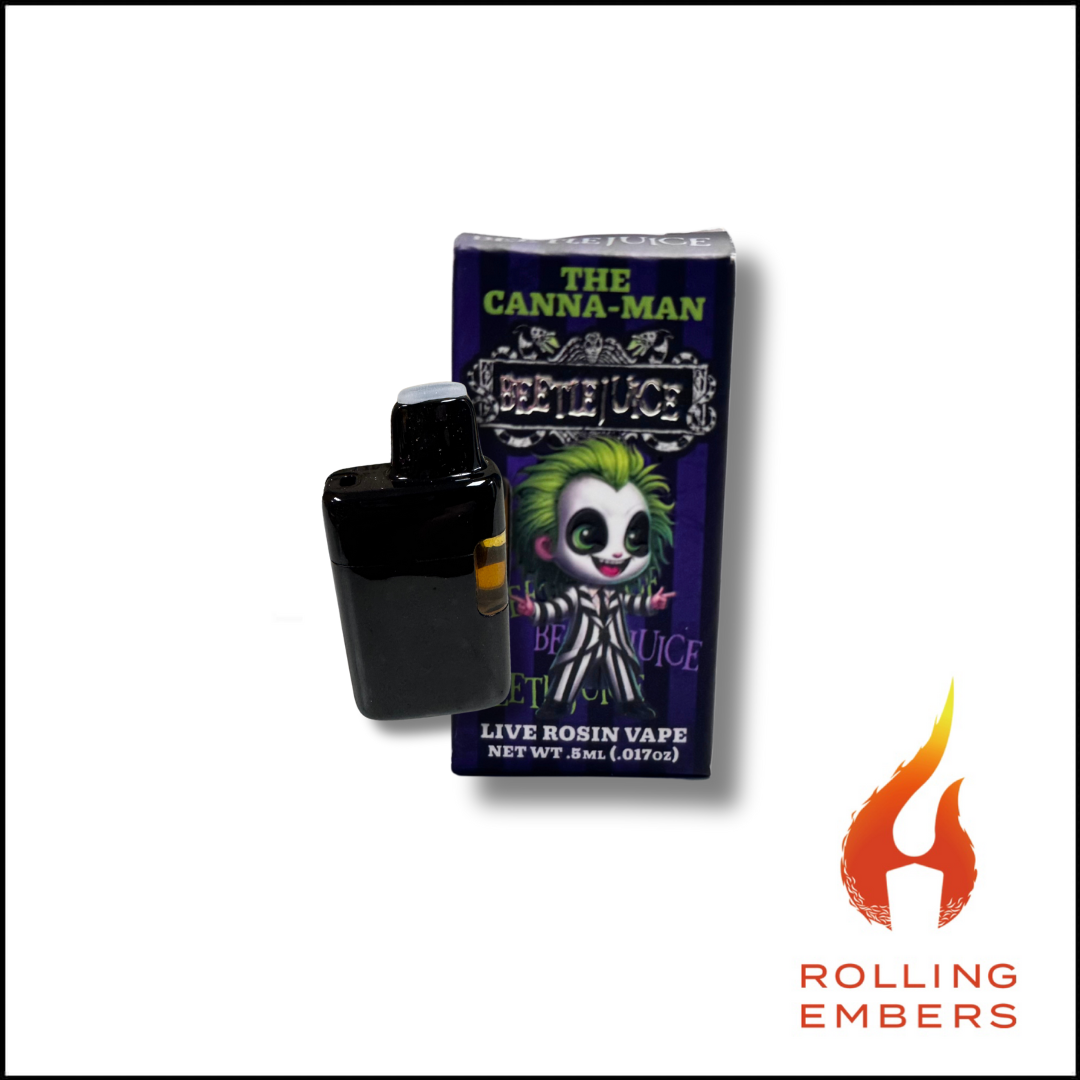 Photograph of product: The Canna-Man | Beetlejuice Live Rosin Disposable vape