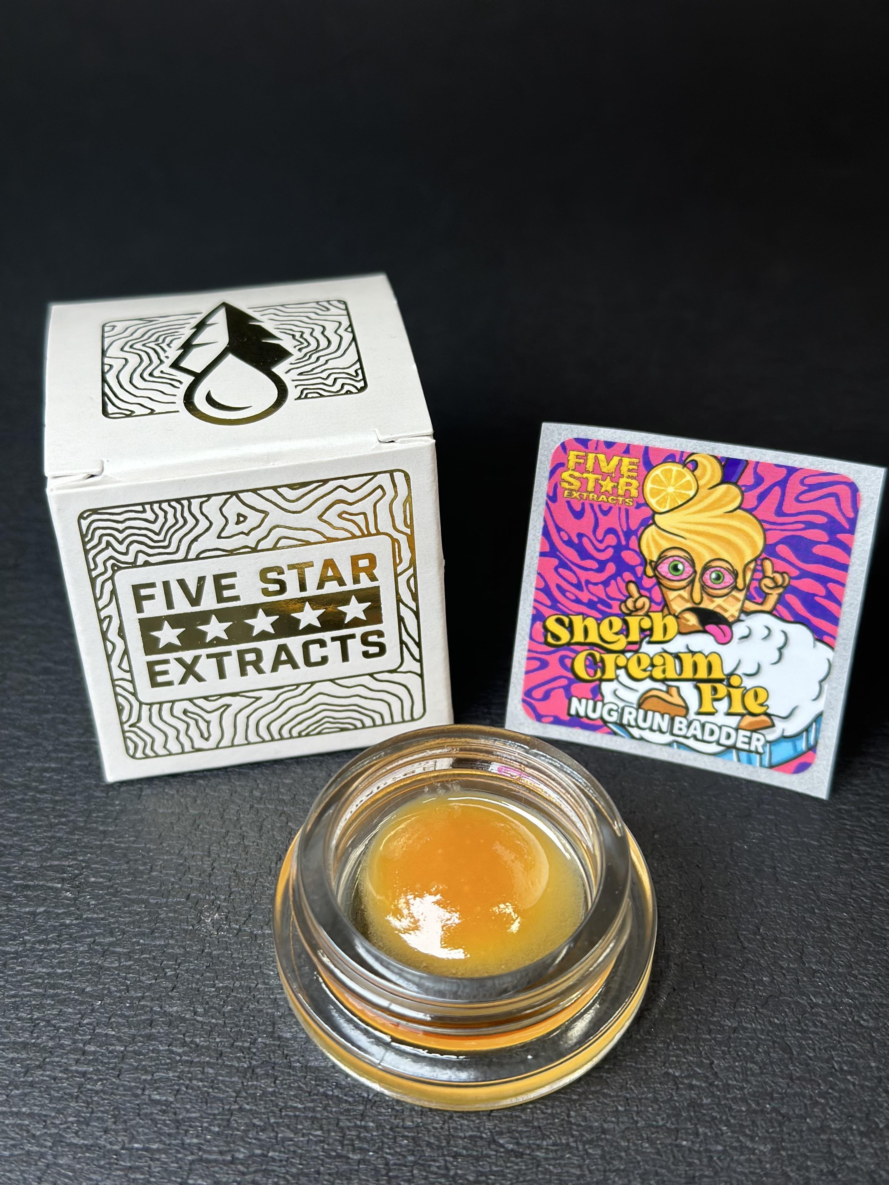 Photograph of product: Five Star Extracts Sherb Cream Pie Nug Run Badder 1G