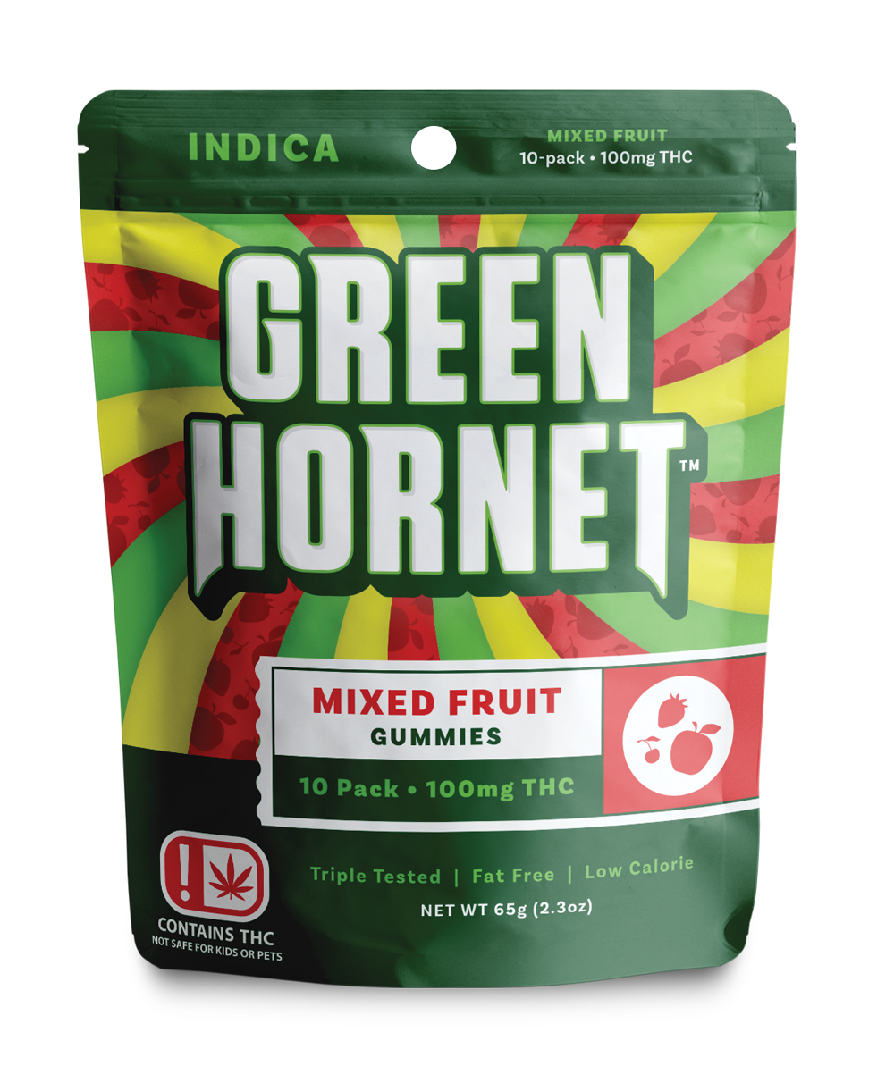 Photograph of product: Green Hornet - Oui'd Gummies - Mixed Fruit - 100mg