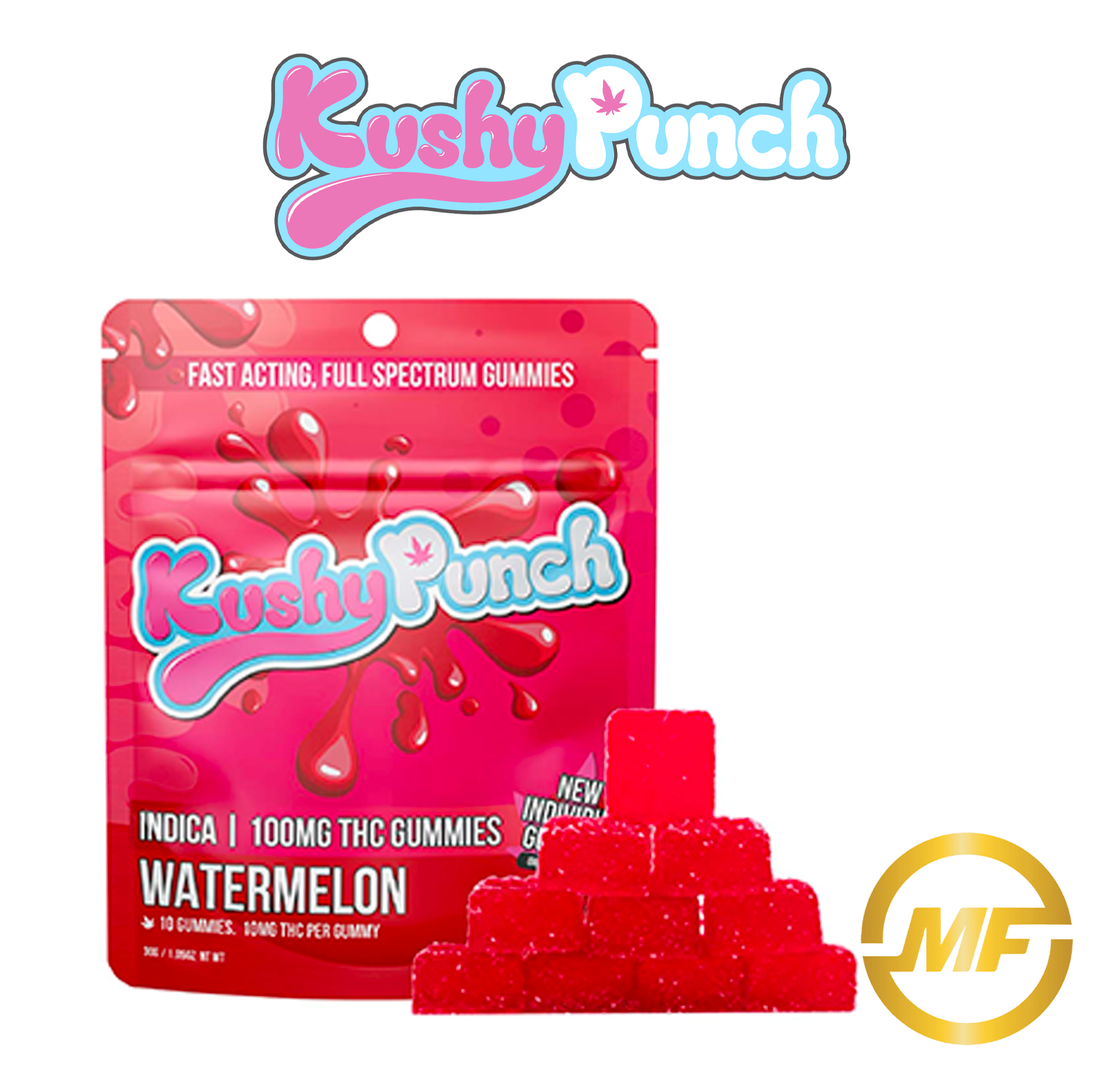 Photograph of product: Kushy Punch | Fast Acting Watermelon Gummies | 200mg