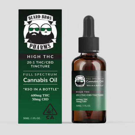 Photograph of product: Beard Bros Pharms | RSO 20:1 CBD | High THC | Full Spectrum Oil Tincture | 30ml