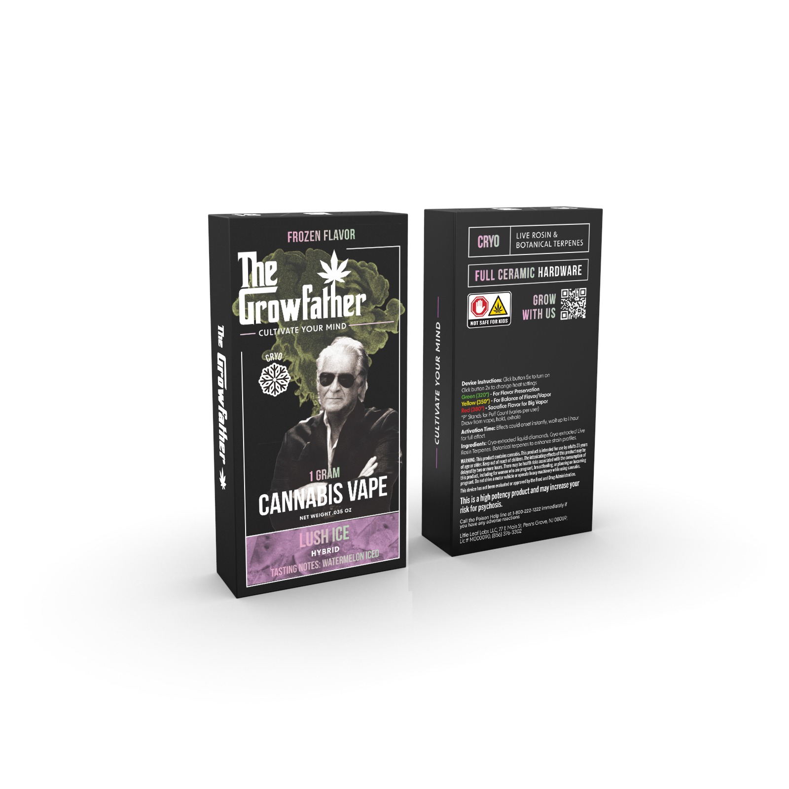 Photograph of product: The Growfather | Lush Ice | 1g Cold Pressed Live Rosin Terpene Disposable