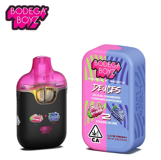 Photograph of product: Bodega Boyz - Pink Guava Runtz x Blueberry Certz - Live Resin Dual Chamber All-In-One - 1g - 