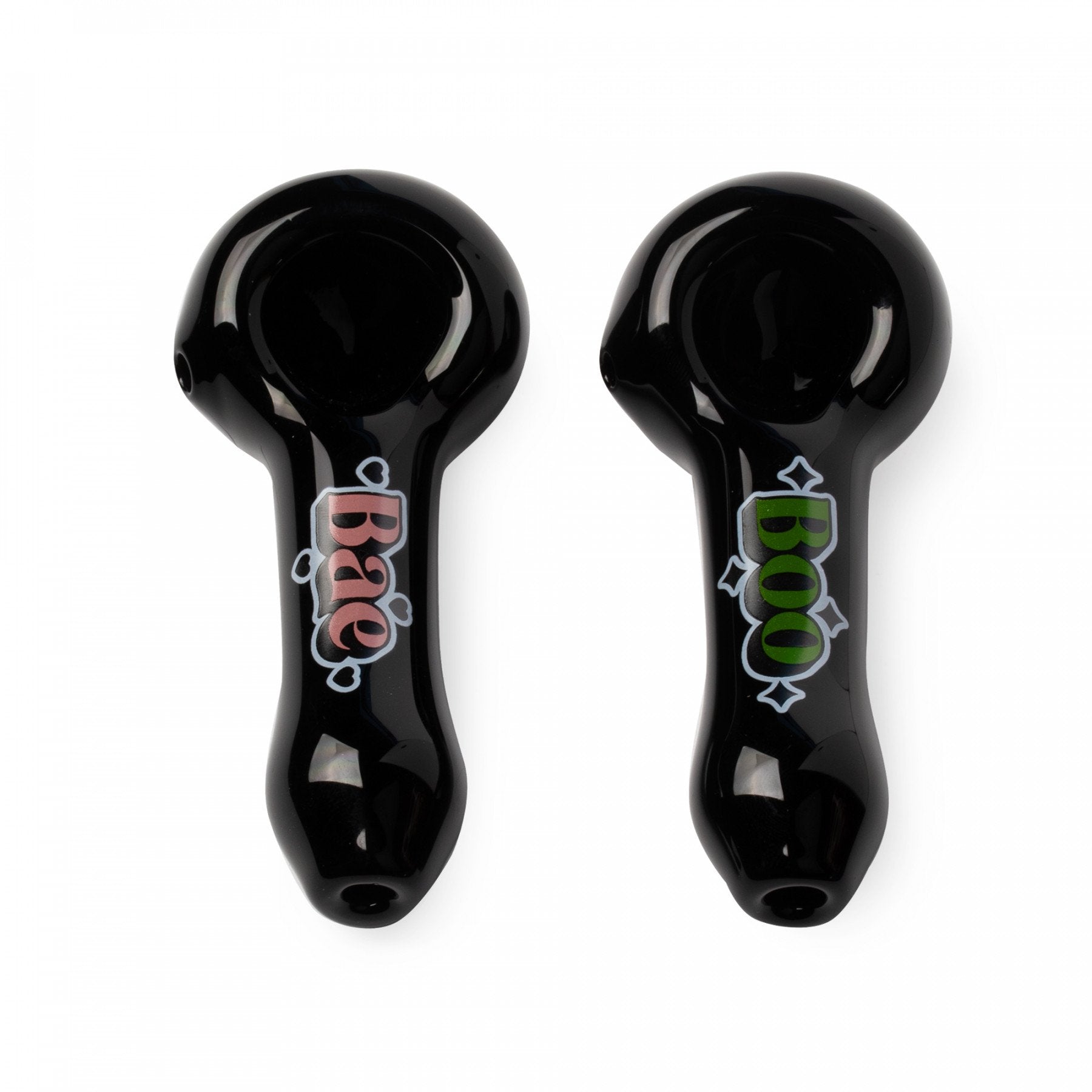 Photograph of product: Red Eye Glass 3.75" Boo & Bae Spoon Hand Pipe 2pk With Collectable Tin