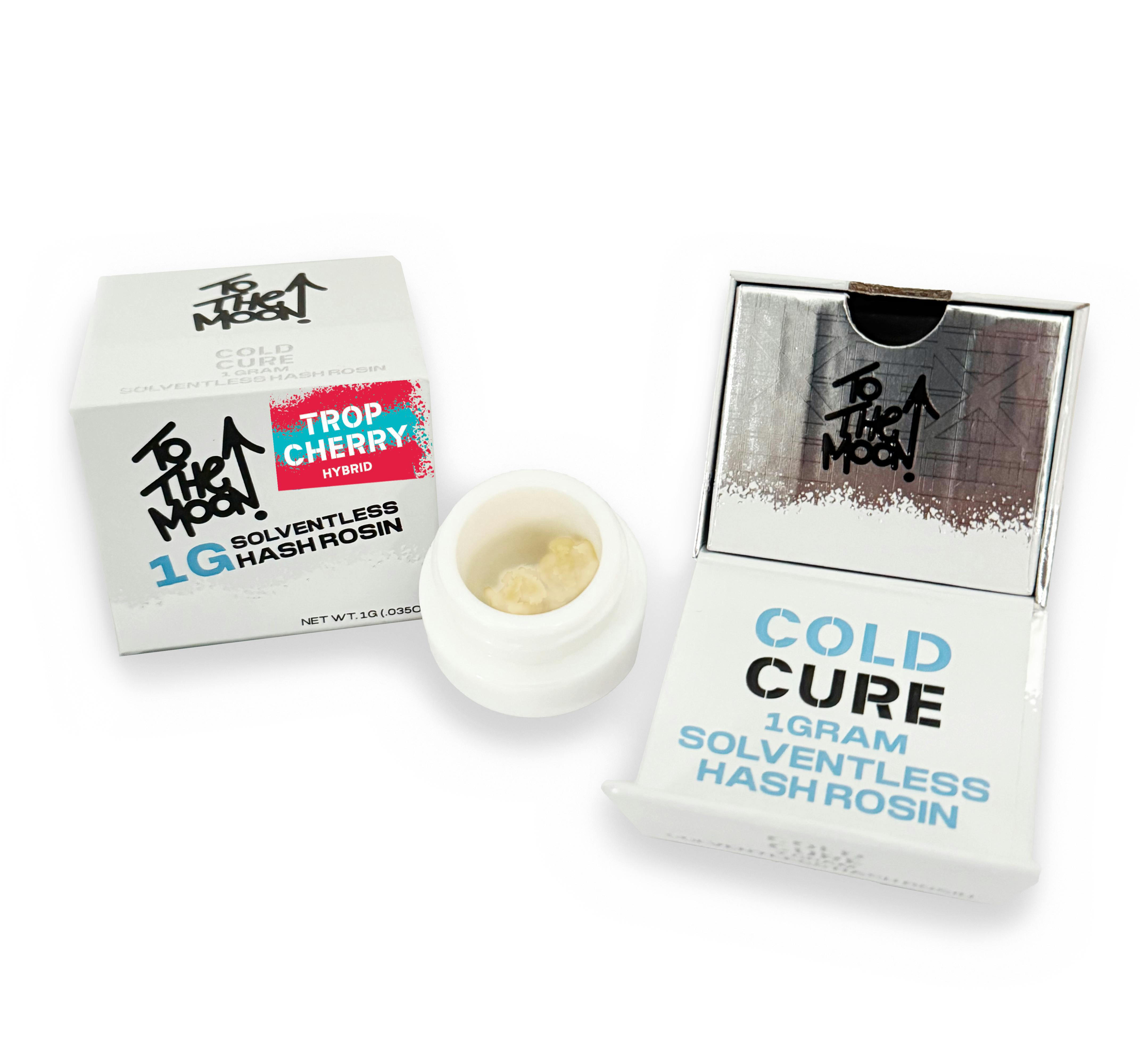 Photograph of product: To The Moon Trop Cherry Solventless au chocolat Rosin Cold Cure