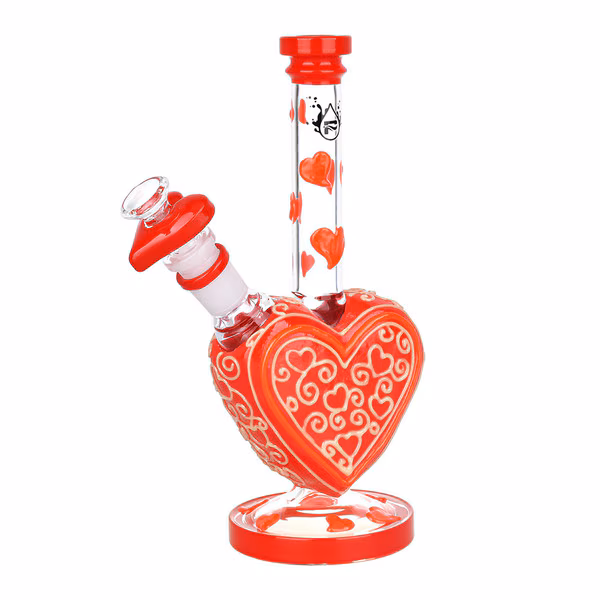 Photograph of product: Pulsar Victorian Valentines Day Glow in the Dark Water Pipe - 10" - 14mm F