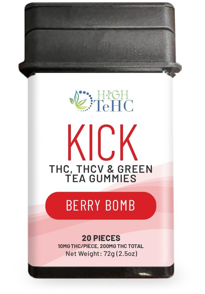 Photograph of product: Kick   Berry Bomb 200mg Gummies (Thc, Thcv, Green Tea) Adult Use