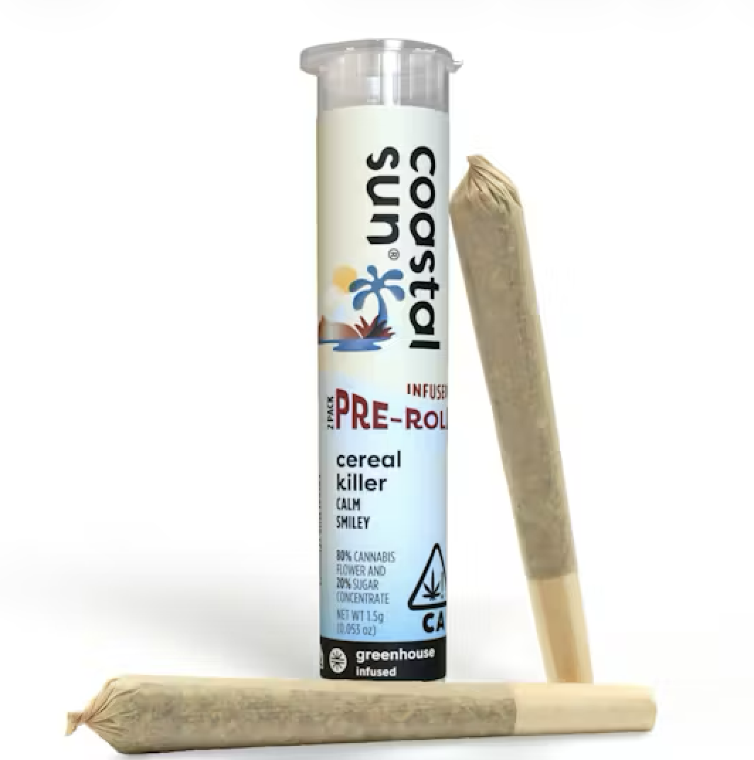 Photograph of product: Coastal Sun Infused Preroll 2pk 1.5g - Cereal Killer (H)