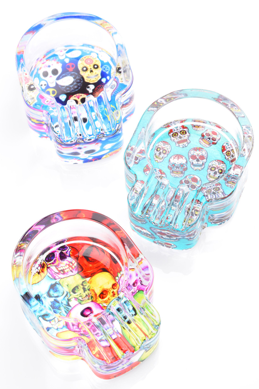 Photograph of product: Ash Tray - - Skull Shaped Glass Design $15