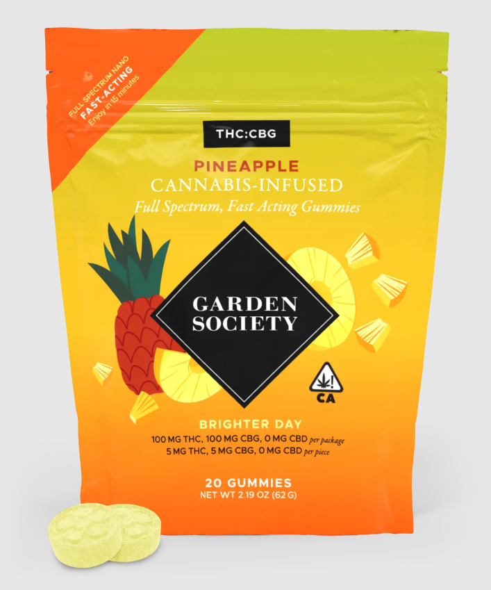 Photograph of product: BRIGHTER DAY GUMMIES - 20 PACK (PINEAPPLE 1:1 CBG)