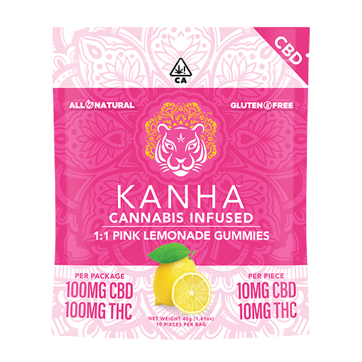 Photograph of product: Pink Lemonade 1:1 CBD:THC Gummies - 