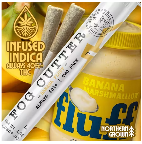 Photograph of product: Banana Fluff Infused 0.5g Pre-roll 2pk | 1g