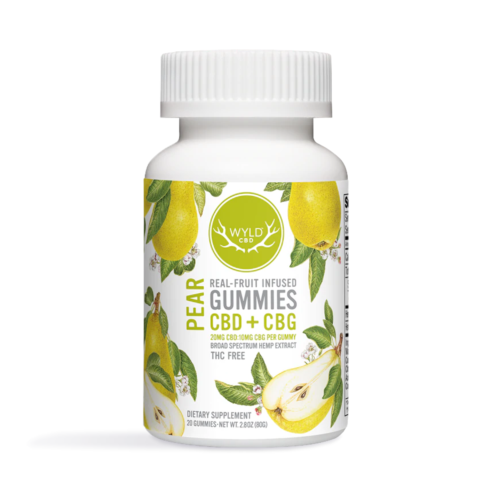 Photograph of product: Pear CBD:CBG Gummies | 20-pack