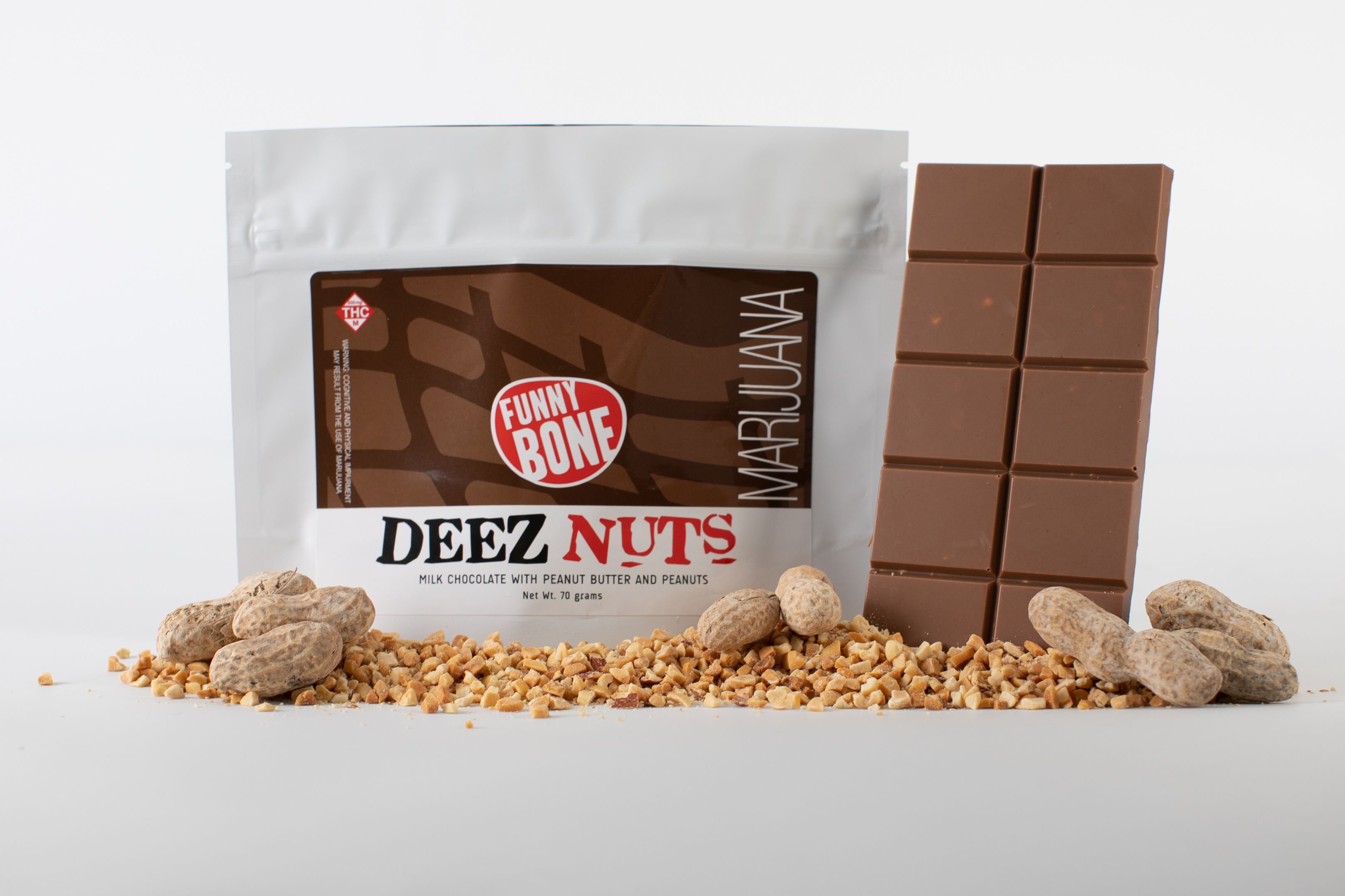 Photograph of product: FUNNY BONE - CHOCOLATE - 500MG - 10PK - DEEZ NUTS