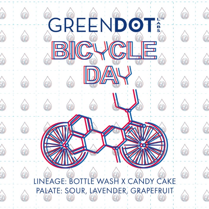 Photograph of product: Green Dot | 1g Joint | Bicycle Day (H)