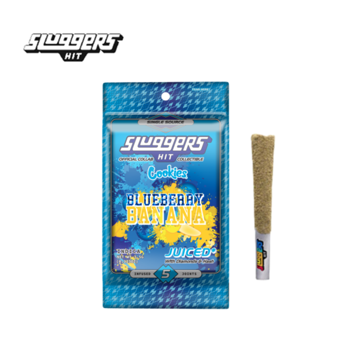 Photograph of product: BLUEBERRY BANANA 3.5G INFUSED 5 PACK PREROLLS
