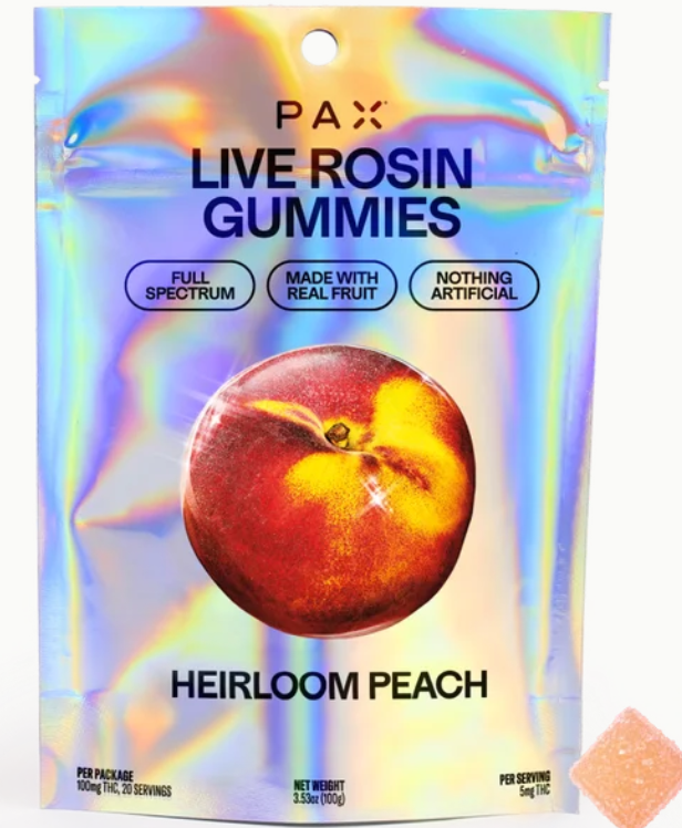 Photograph of product: Heirloom Peach | Live Rosin Gummies | 20pk | PAX