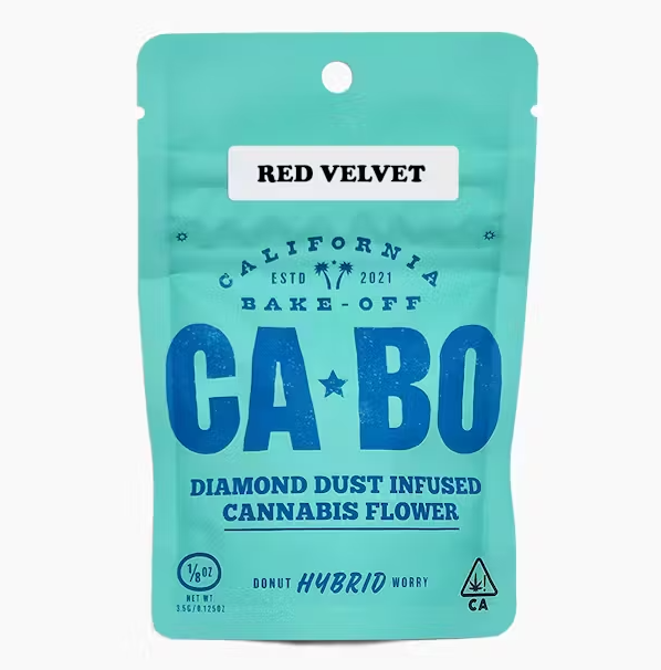 Photograph of product: CABO Red Velvet Hybrid Diamond Infused Flower 3.5g