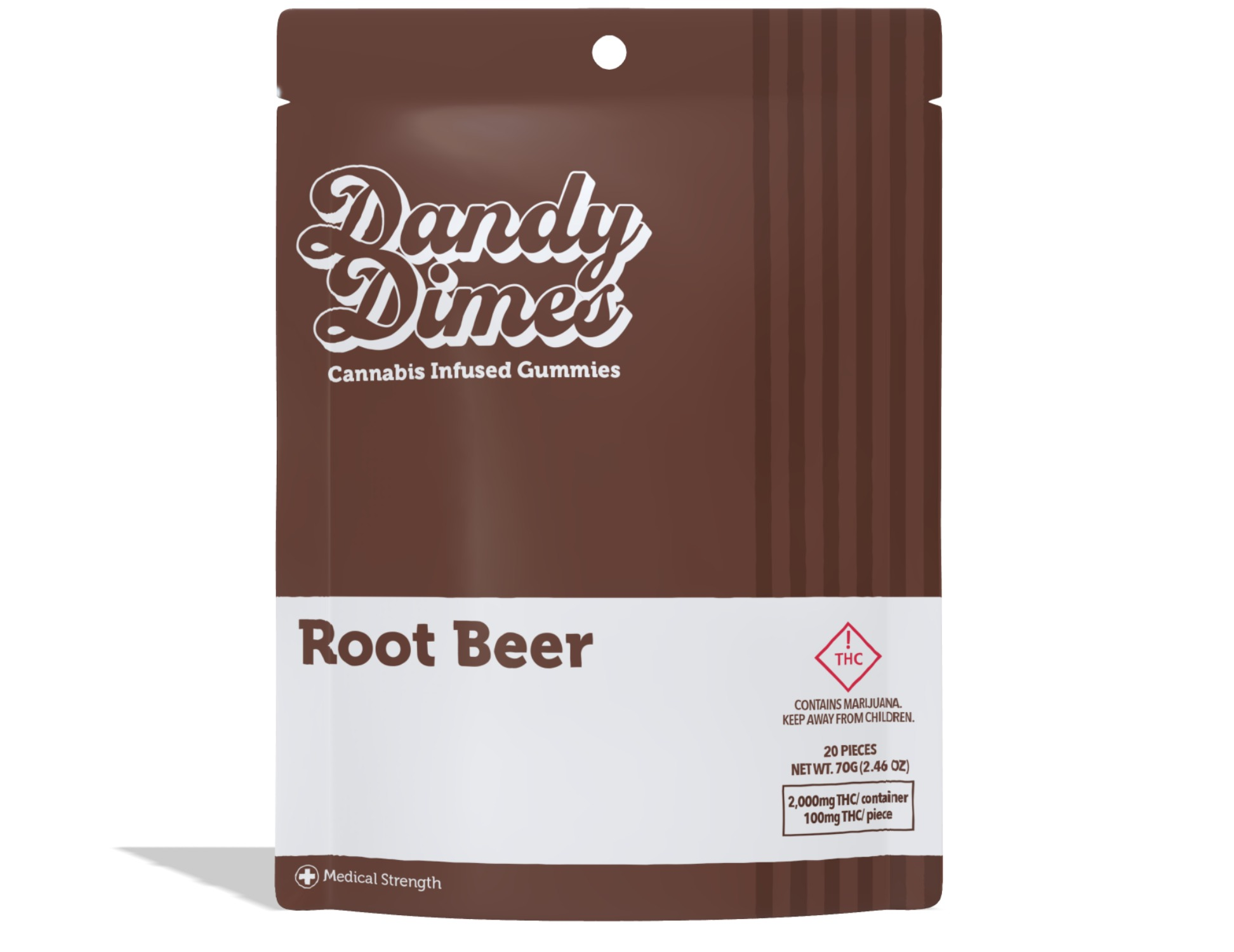 Photograph of product: Root Beer (H) - 2000mg Gummies - Dandy Dimes