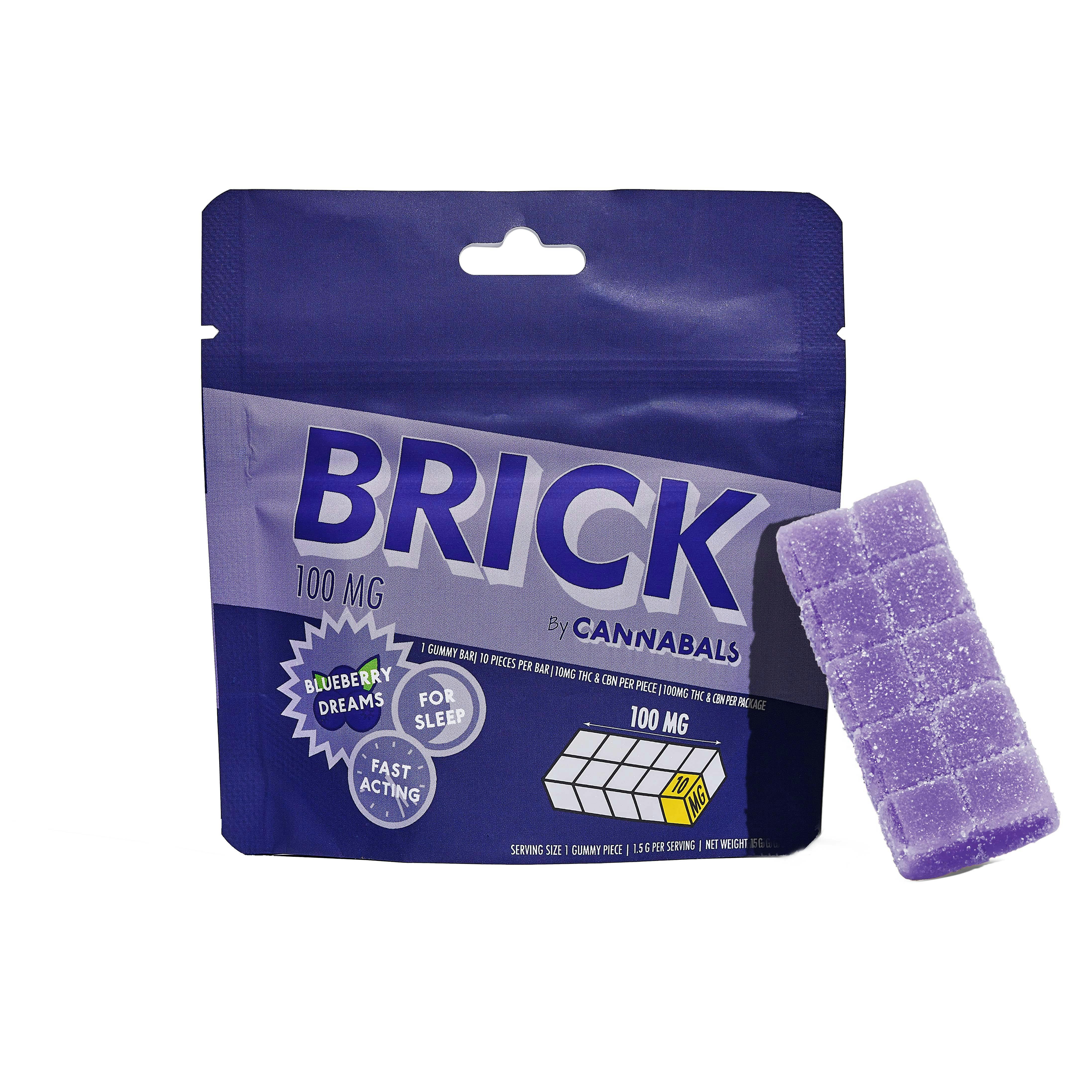 Photograph of product: Cannabals BRICK Blueberry Dreams 10pk 10mg Gummies